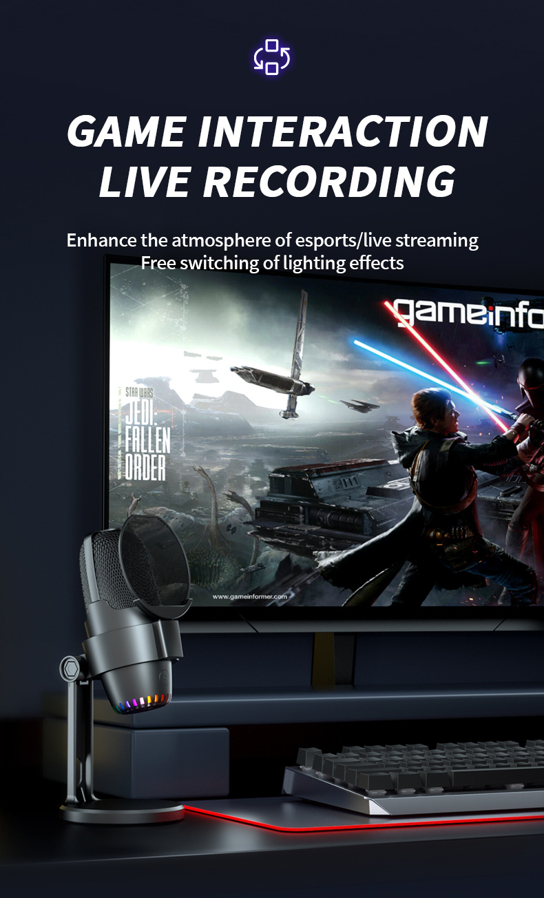 USB/Type-C Cardioid Condenser Microphone with Touch Mute, Noise Reduction, 48kHz Sampling, 16bit Depth – Compatible with Apple, Android, Windows, PS5, Linux