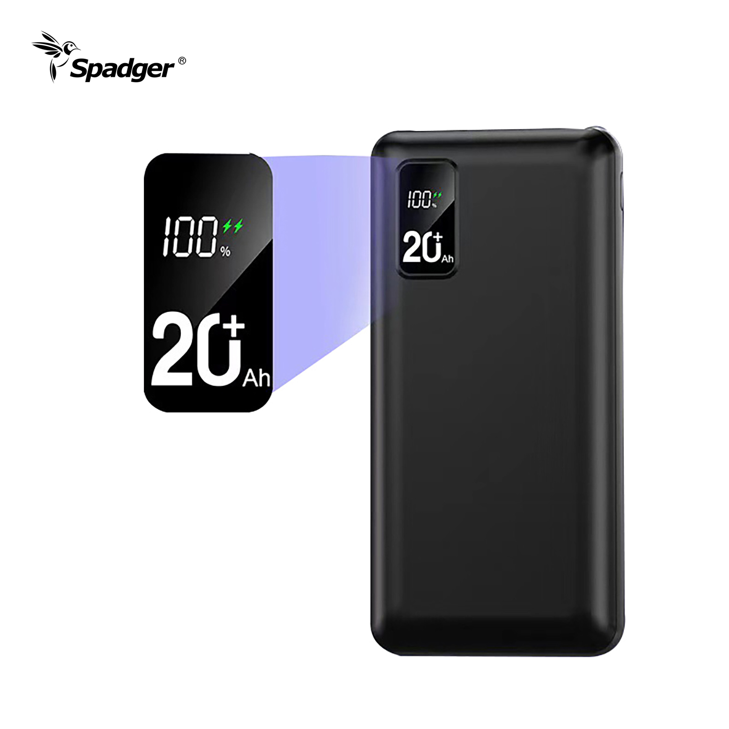 K532P 20000mAh Power Bank, High Capacity Portable Charger Battery Pack, With Digital Display