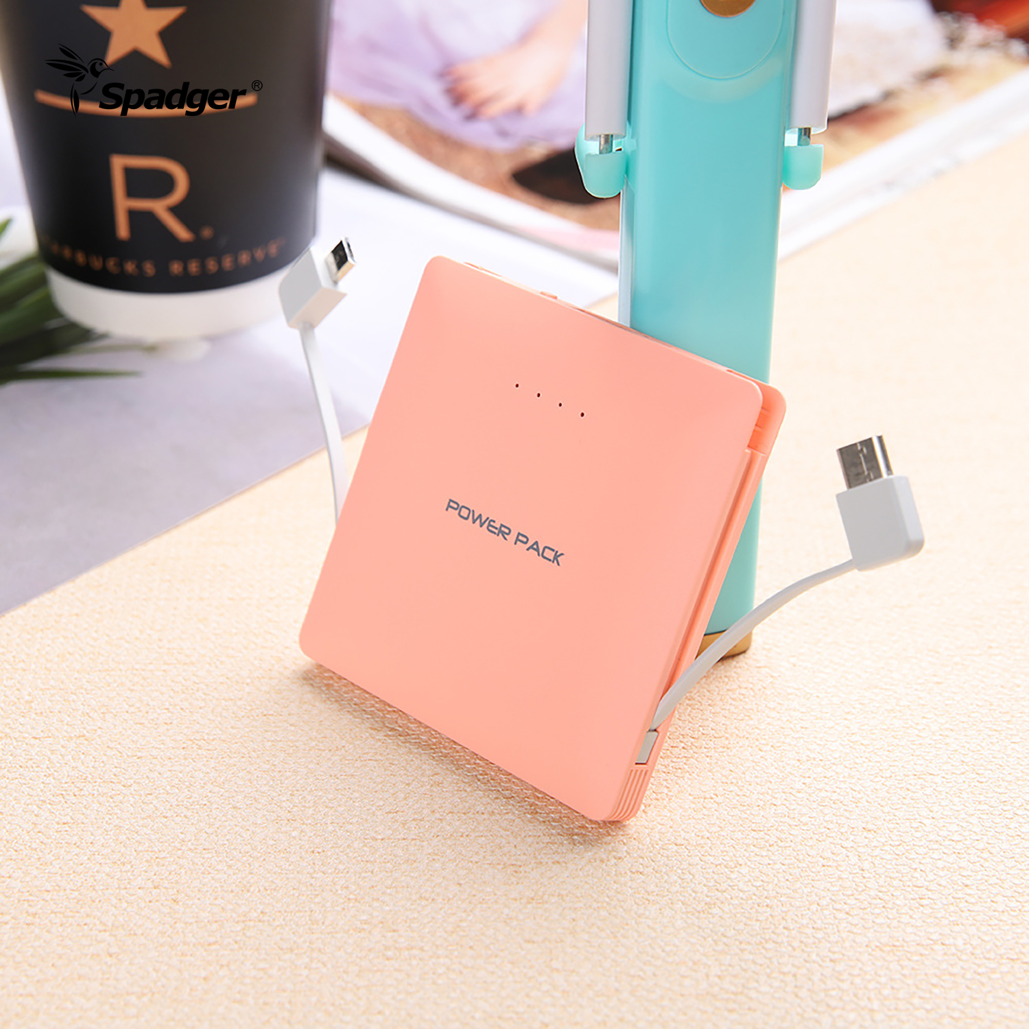 X615 Portable Fast Charge Bulit in 2 cables Power Bank 5000mAh Slim Battery Backup for Phone