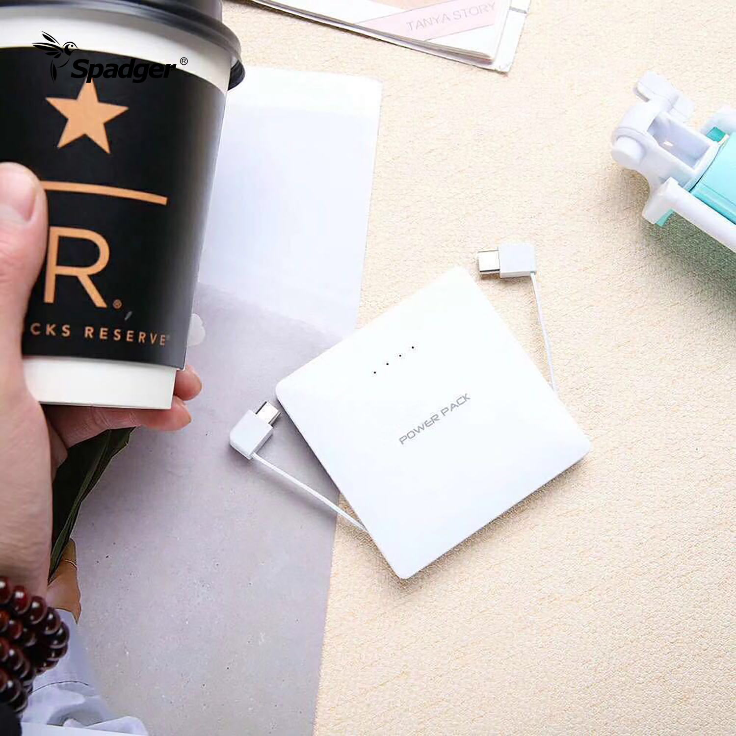 X615 Portable Fast Charge Bulit in 2 cables Power Bank 5000mAh Slim Battery Backup for Phone