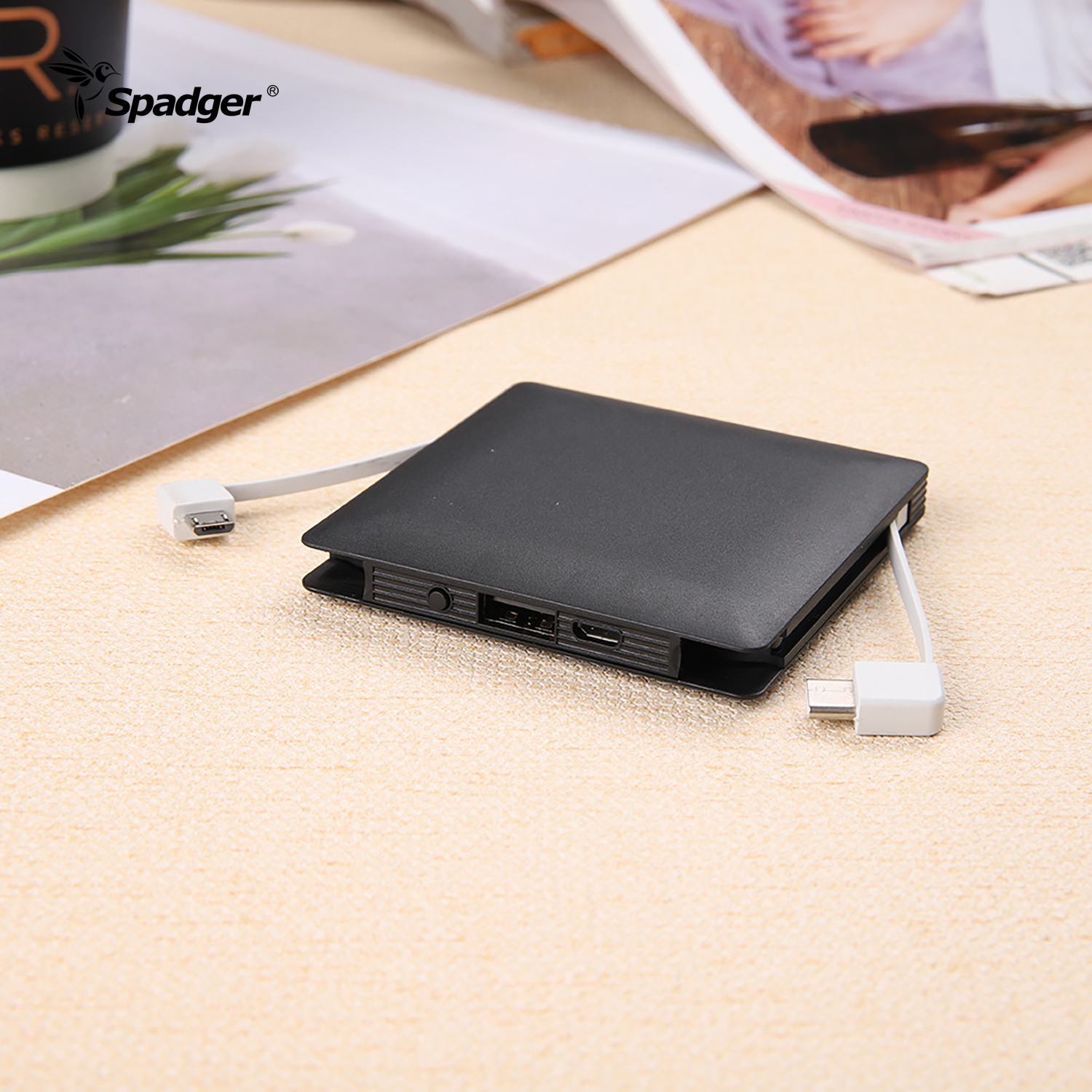 X615 Portable Fast Charge Bulit in 2 cables Power Bank 5000mAh Slim Battery Backup for Phone