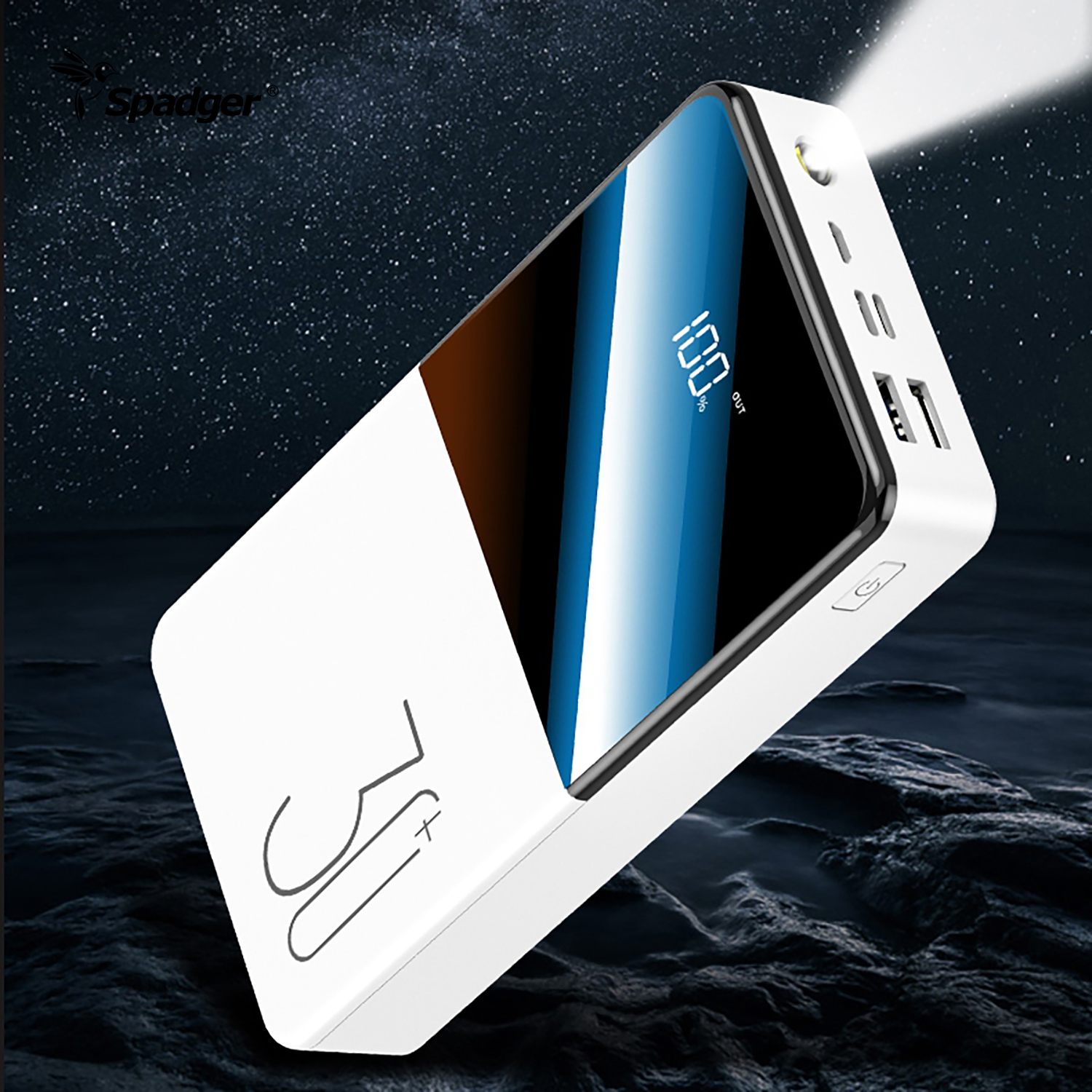 Q500 30000mAh High Capacity Portable power bank,High Speed Charging LCD Battery Pack With Flashlight.