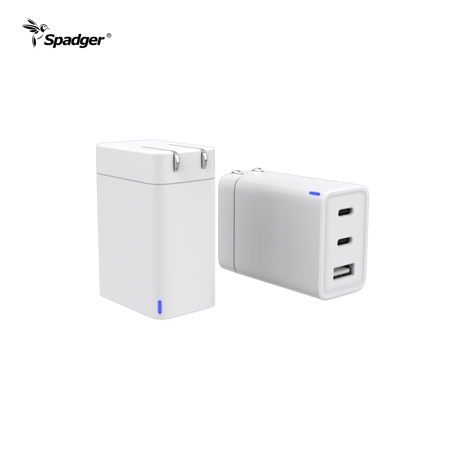 PD 65W 2*USB C+USB A Foldable GAN Charger 3-Port PD Fast Wall Charger Power Adapter Travel Adapters, for MacBook USB-C Laptops iPad Pro iPhone Galaxy and More
