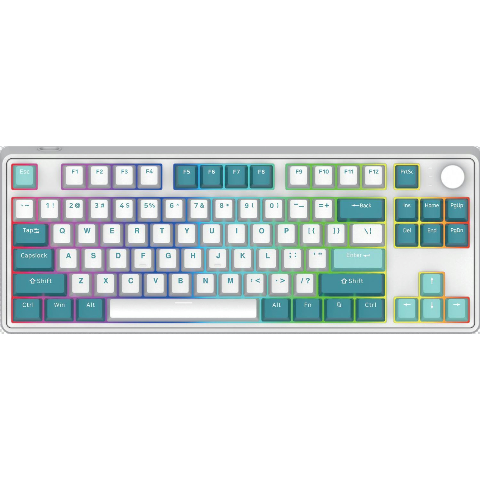 85-Key RGB Mechanical Keyboard, Hot-Swappable, Beiying 916 Chip, ABS Double-Shot Keycaps, Gasket Structure, Volume Knob, Triple Mode (Wired/BT/2.4G), 1800mAh Battery, White Painted Iron Panel, Compatible with Windows 9X/Vista/7/8/10
