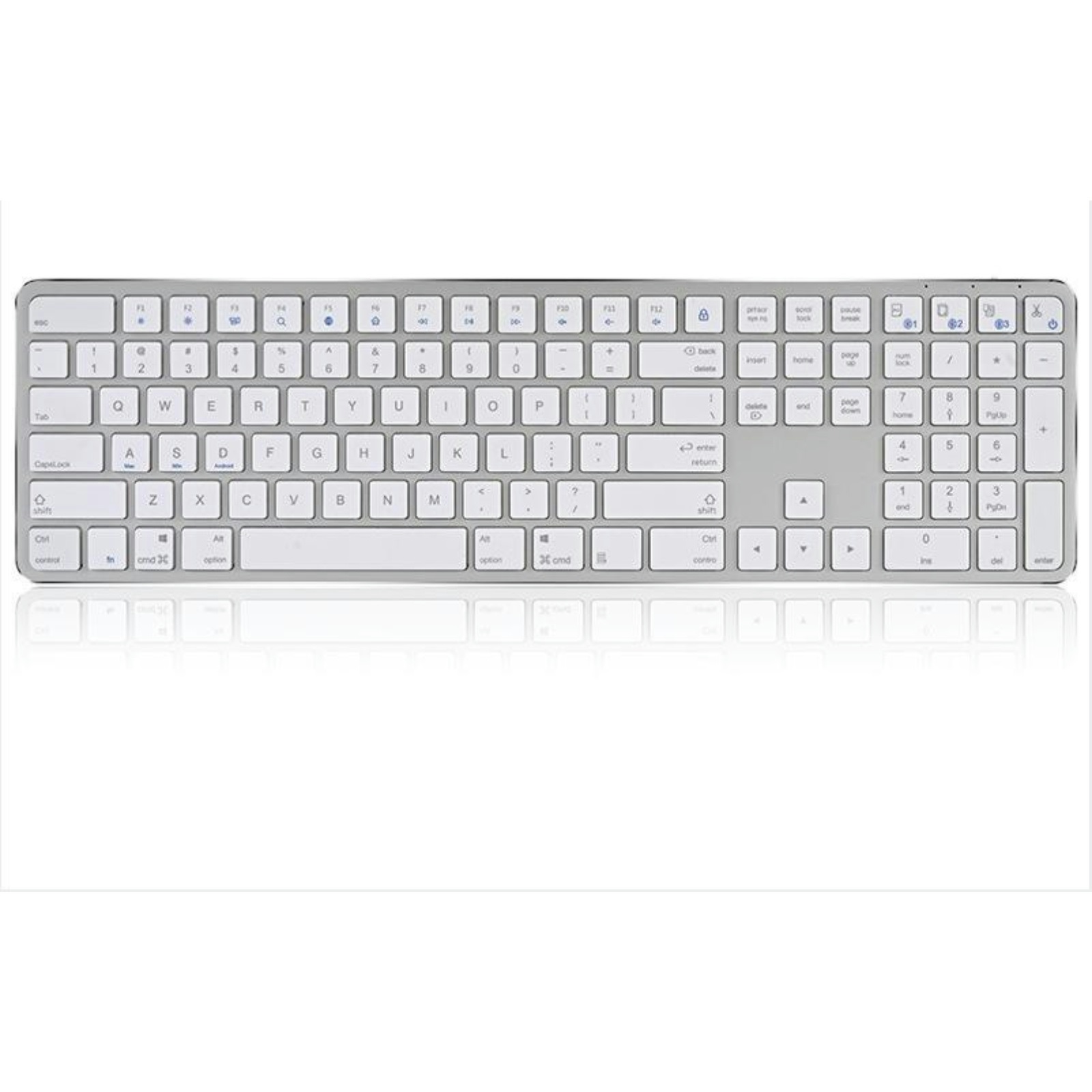 2.4G BT Wireless Keyboard Scissors Foot Aluminum alloy Ultra Slim Full Size Keyboard with Numeric Keypad for Computer/Desktop/PC/Laptop/Surface and Windows 10/8/ 7 Built in Rechargeable Battery