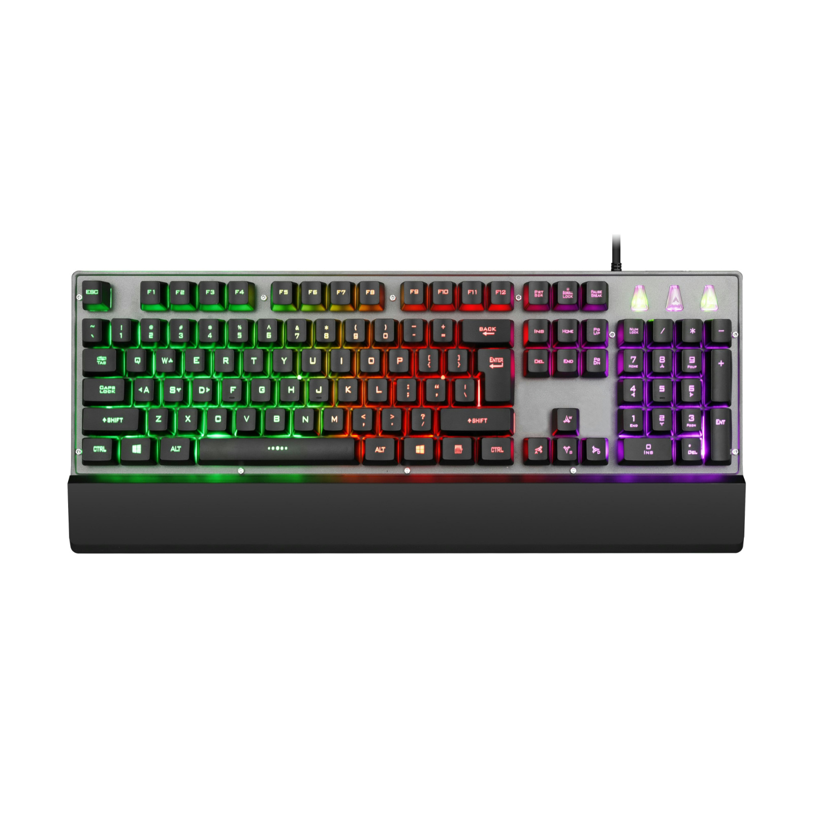 Gaming Keyboard with High/Low ABS Transparent Keycaps, 116M Chip, Single-Path Rainbow Backlighting, Copper-Clad Steel Cable, Stainless Steel Panel,  Compatible with PC/Mac