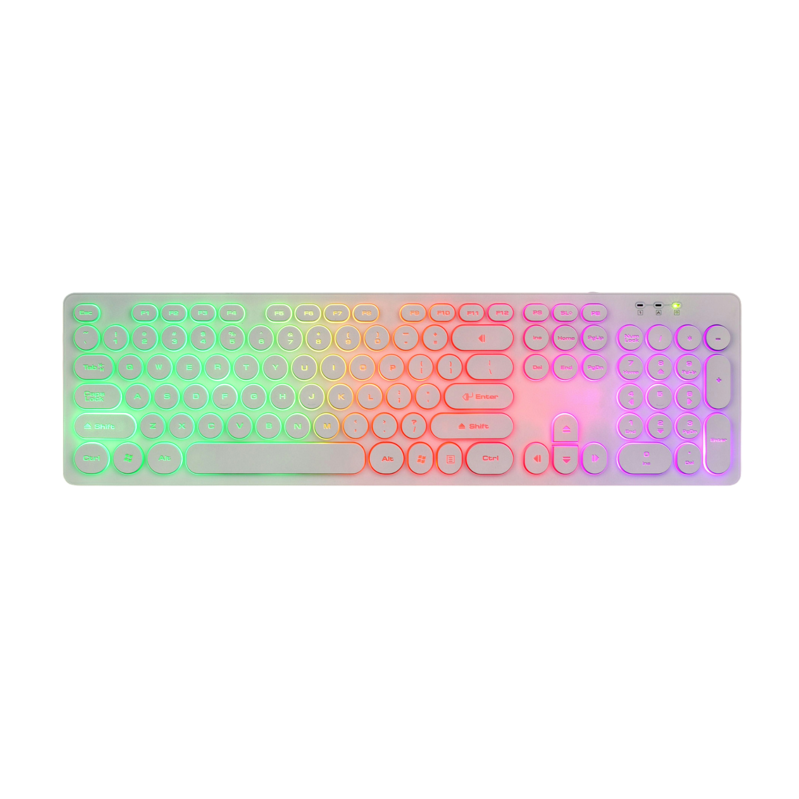 Gaming Keyboard with RGB Rainbow Backlight, ABS Transparent Keycaps, 116 Chip, Silver Paste Conductive Film, FN Multimedia Keys, Copper-Plated Steel Cable, 1.5m Cable, Adjustable Brightness