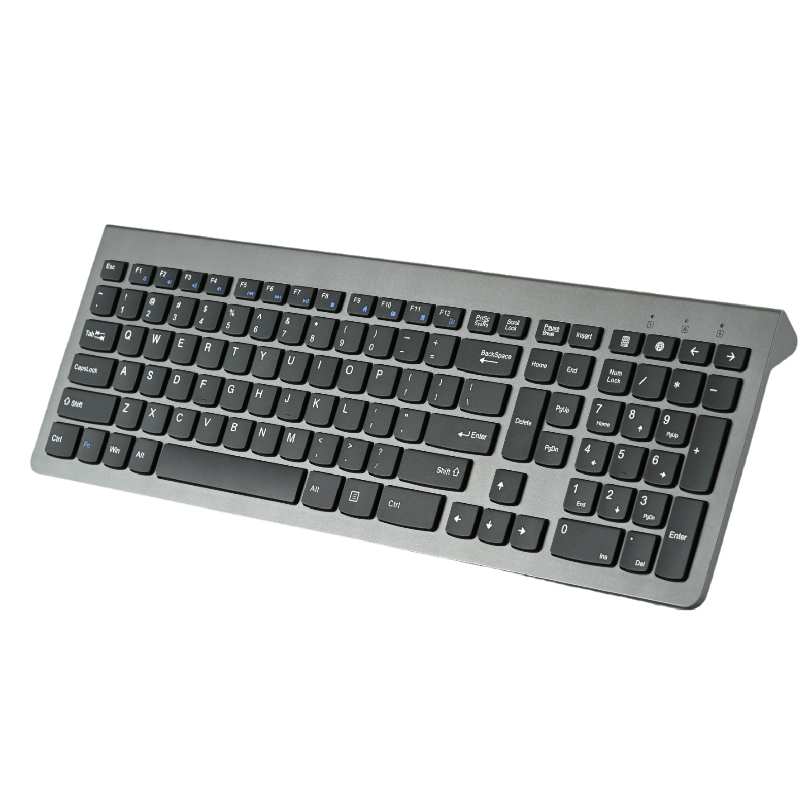 Han Tian Xia  Rechargeable Wireless Keyboard, 108 Keys, 2.4G BT, Slim & Silent Scissor Switch, Type-C Charging, RGB Backlight (Optional), Available in Gray-Black, Silver-White, Black – Perfect for Office & Home Use
