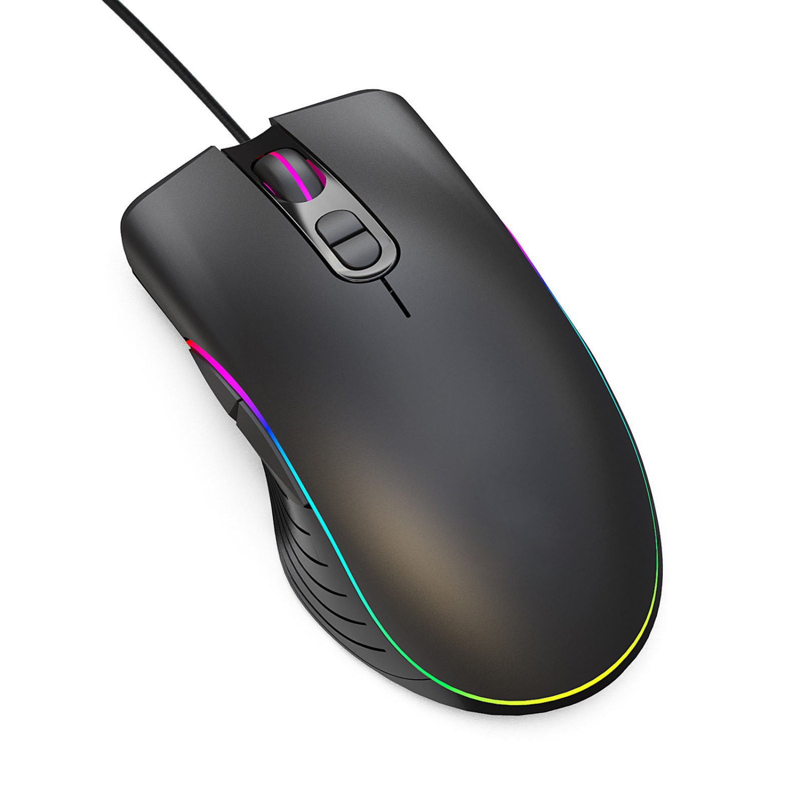 7D Wired RGB Gaming Mouse, 800/1200/1600/2400 DPI, 725 Chip, RGB Backlight, ABS Material, 1.5m Braided USB Cable, 125Hz Polling Rate