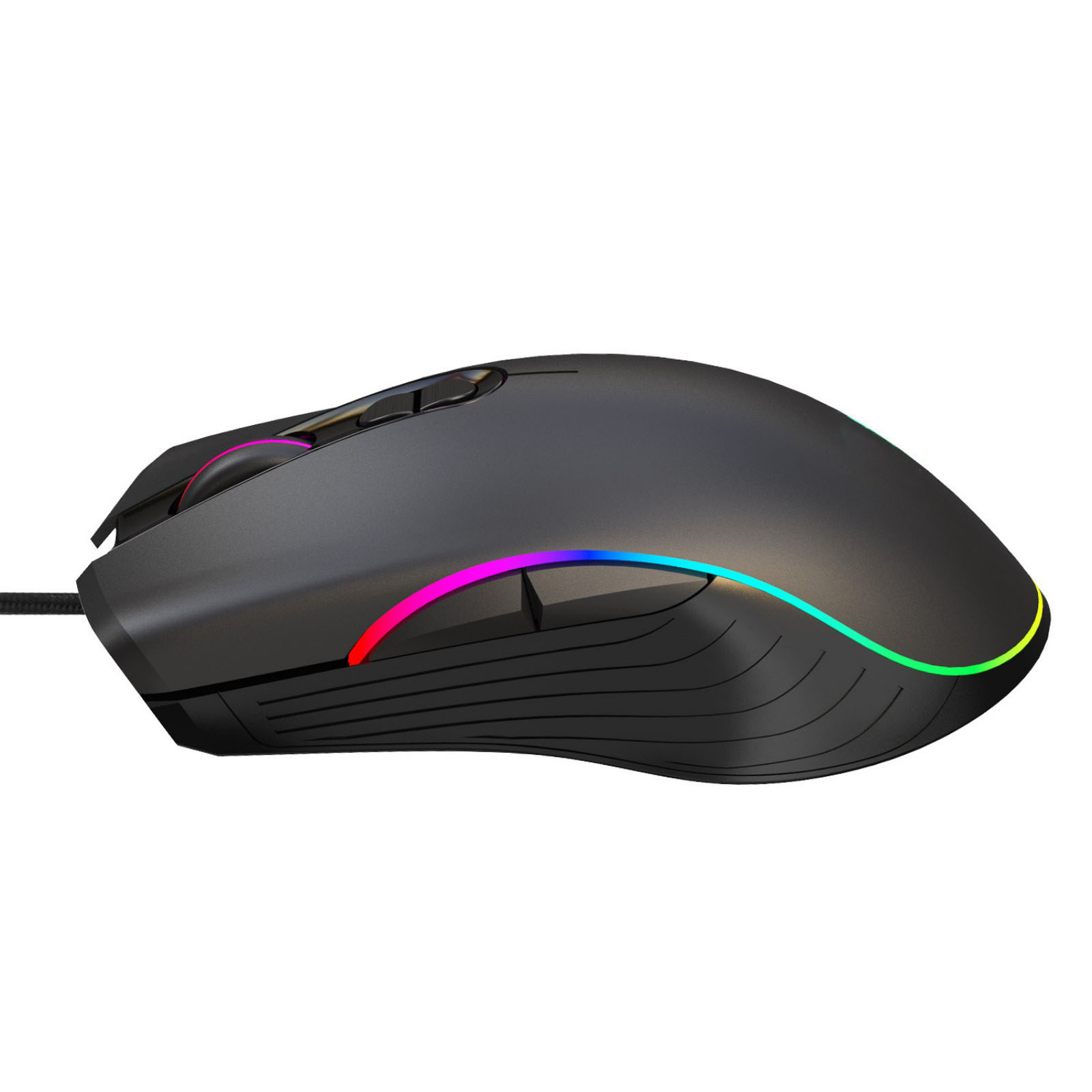 7D Wired RGB Gaming Mouse, 800/1200/1600/2400 DPI, 725 Chip, RGB Backlight, ABS Material, 1.5m Braided USB Cable, 125Hz Polling Rate