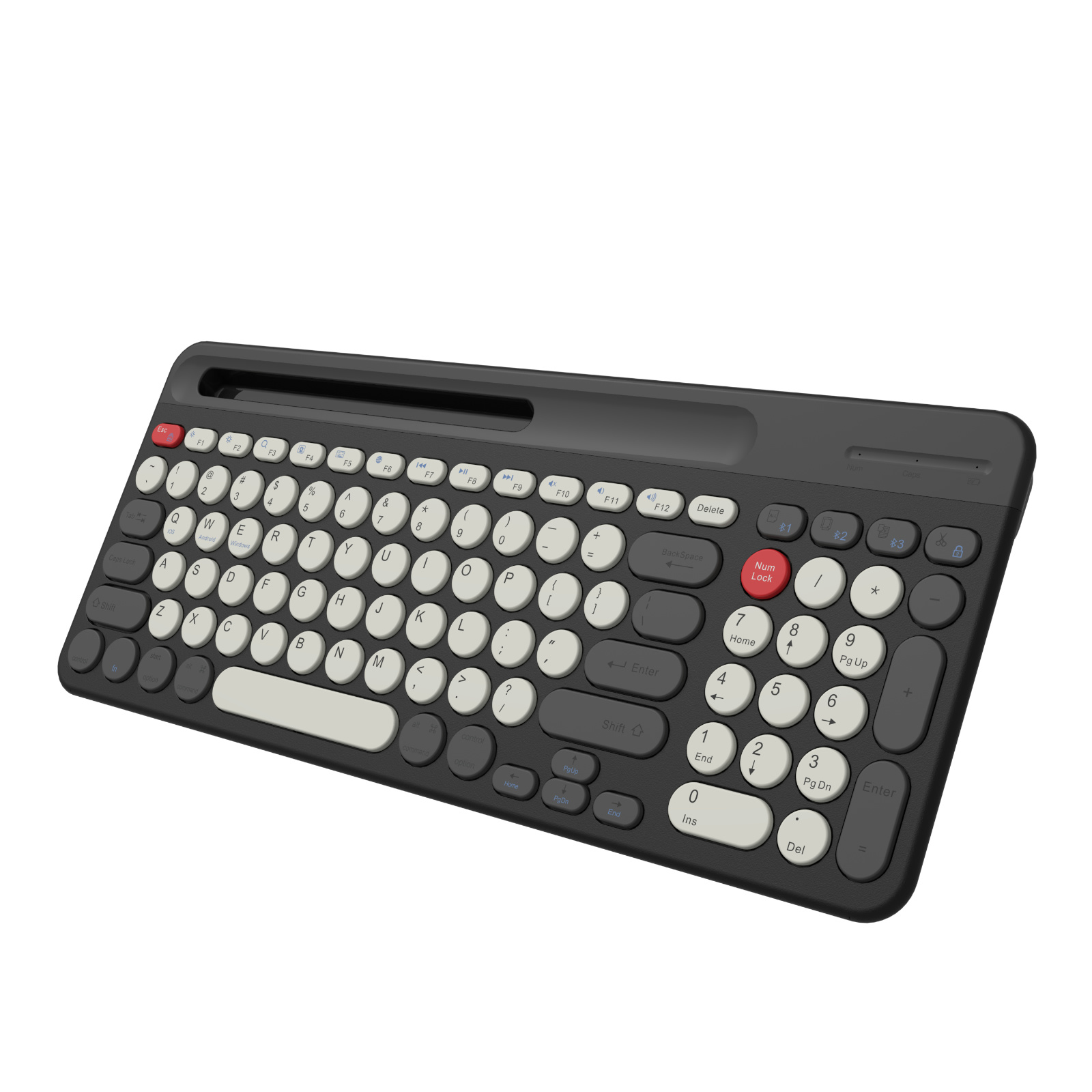 Ultra-Slim Wireless Bluetooth Keyboard with Cradle, Multi-Device Dual-Mode (2.4G+BT), Silent Scissor Keys, Compatible with Mac/Windows – Premium Design Like Popular Brands