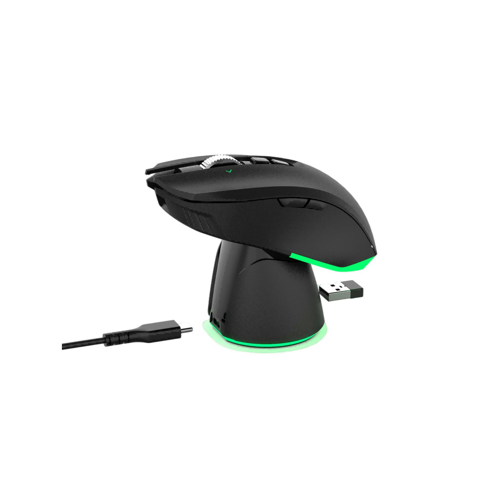 9D 2.4G & BT Wireless RGB Gaming Mouse with Charging Dock, 4-Way Navigation Scrolling, Adjustable DPI (1200-12800), 500mAh Battery, Ergonomic Design for Left & Right-Handed Users, Type-C Cable