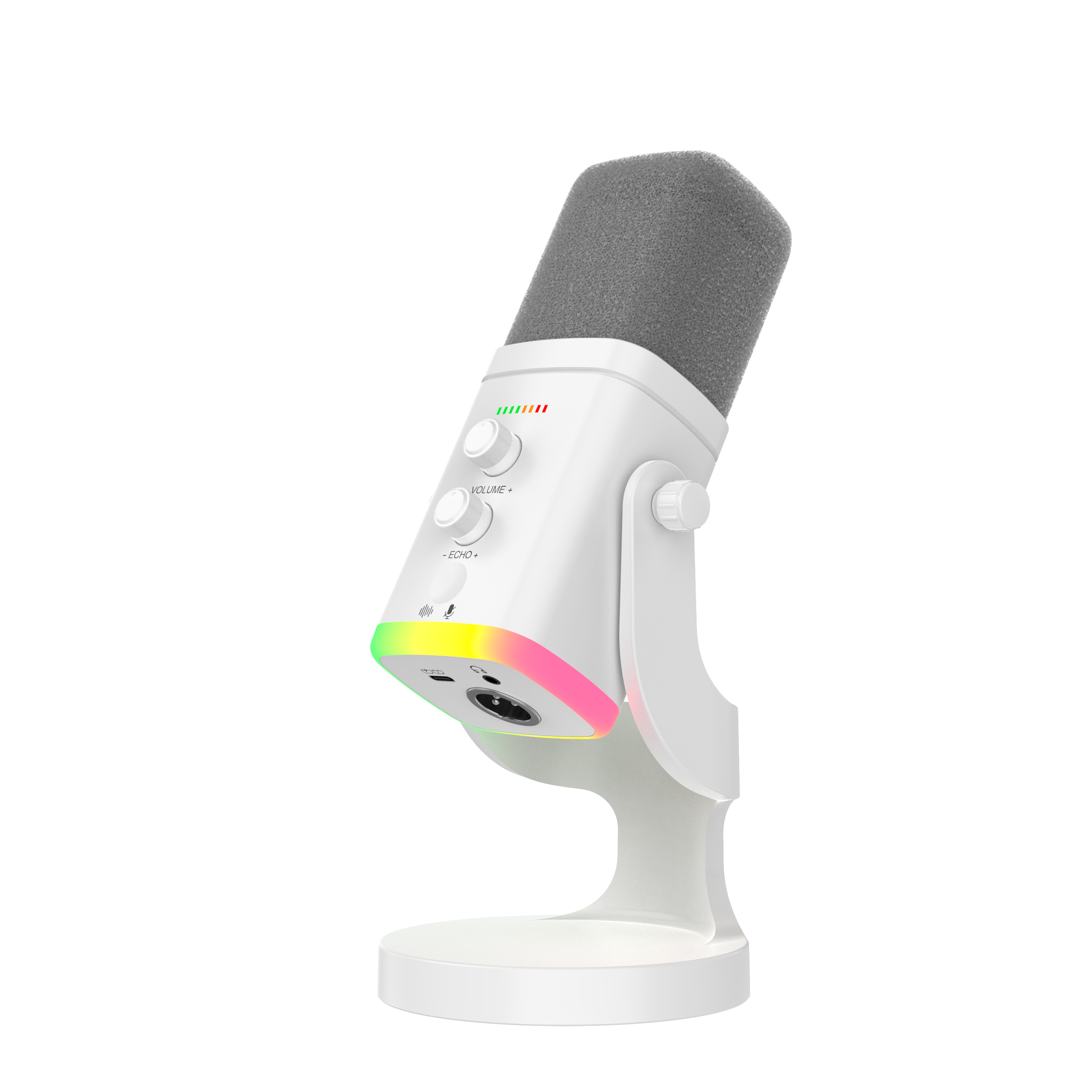 RGB Condenser Microphone with Wired Mic with Type-C, XLR, 3.5mm Headphone Jack, Touch Button, Echo & Reverb Effects, Noise Reduction, Volume/Reverb Control