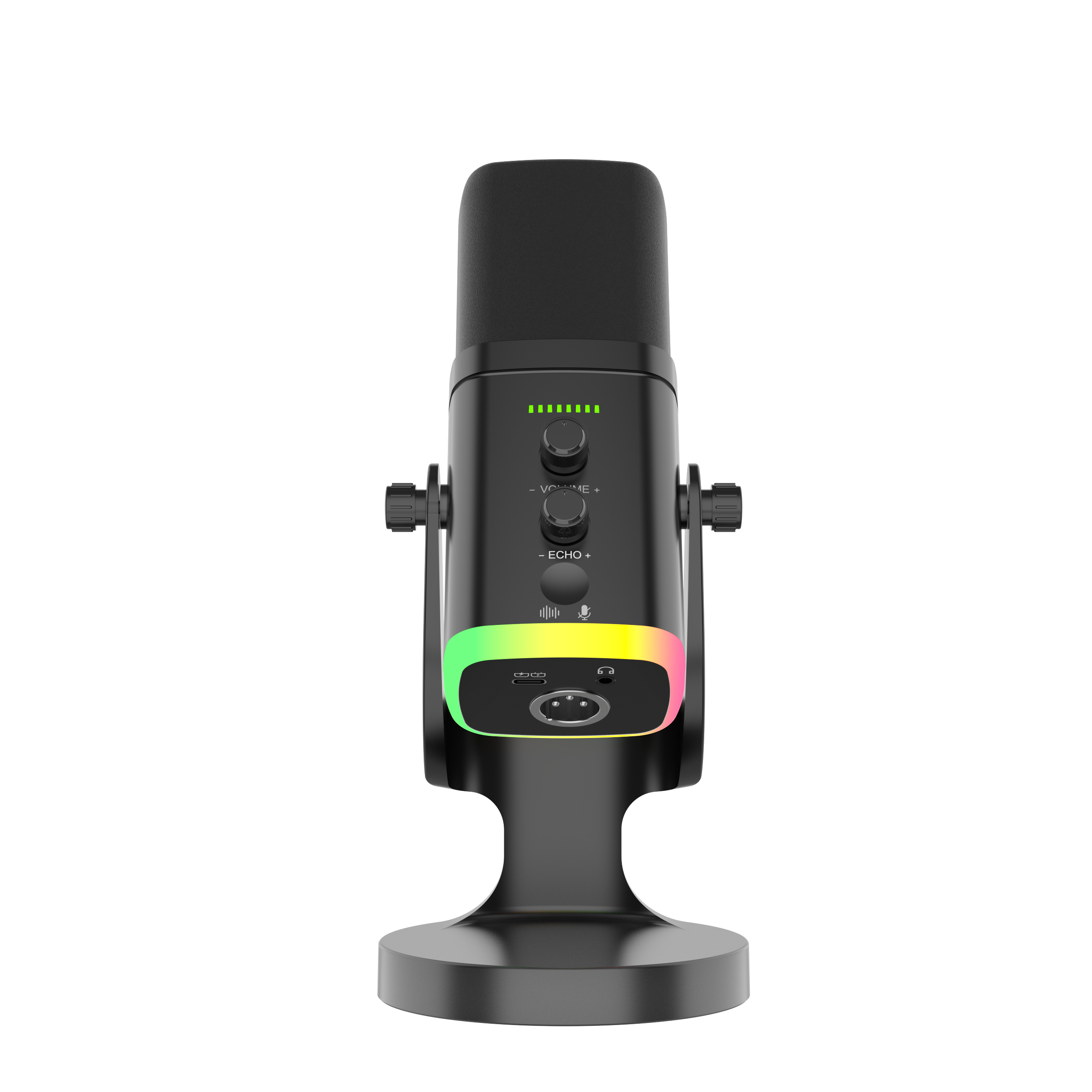 RGB Condenser Microphone with Wired Mic with Type-C, XLR, 3.5mm Headphone Jack, Touch Button, Echo & Reverb Effects, Noise Reduction, Volume/Reverb Control