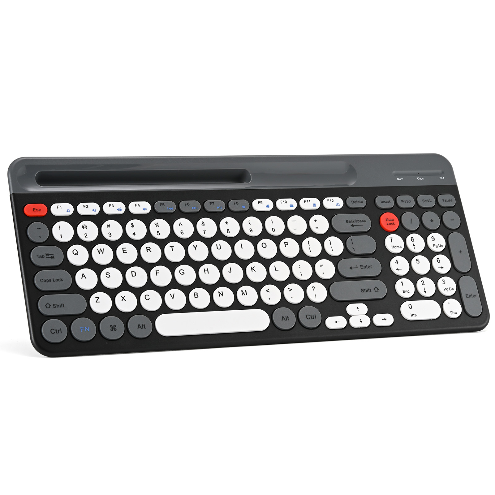 Tri-mode Scissor Circular Keycaps Wireless Compact Keyboard with Keypad Slot