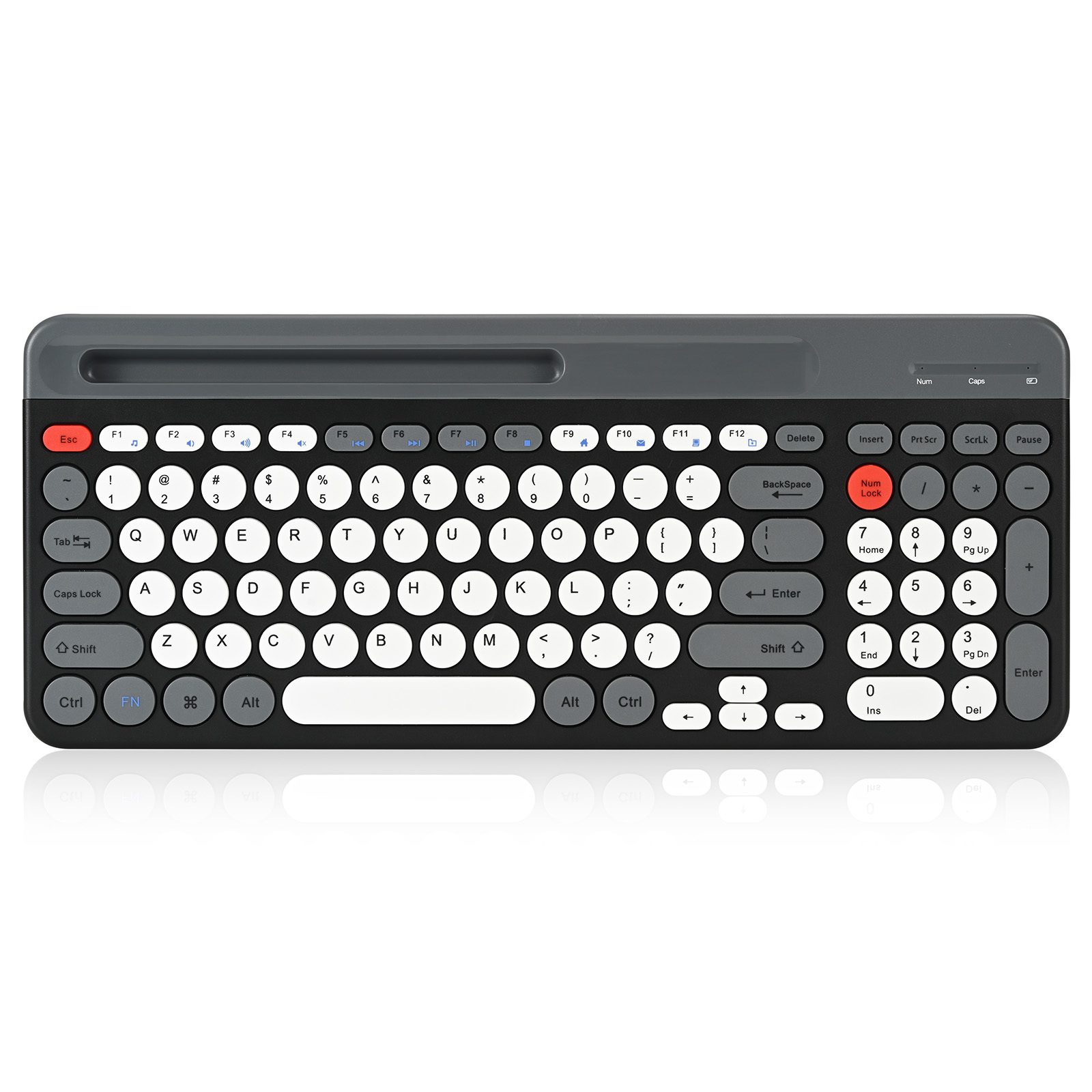 Tri-mode Scissor Circular Keycaps Wireless Compact Keyboard with Keypad Slot