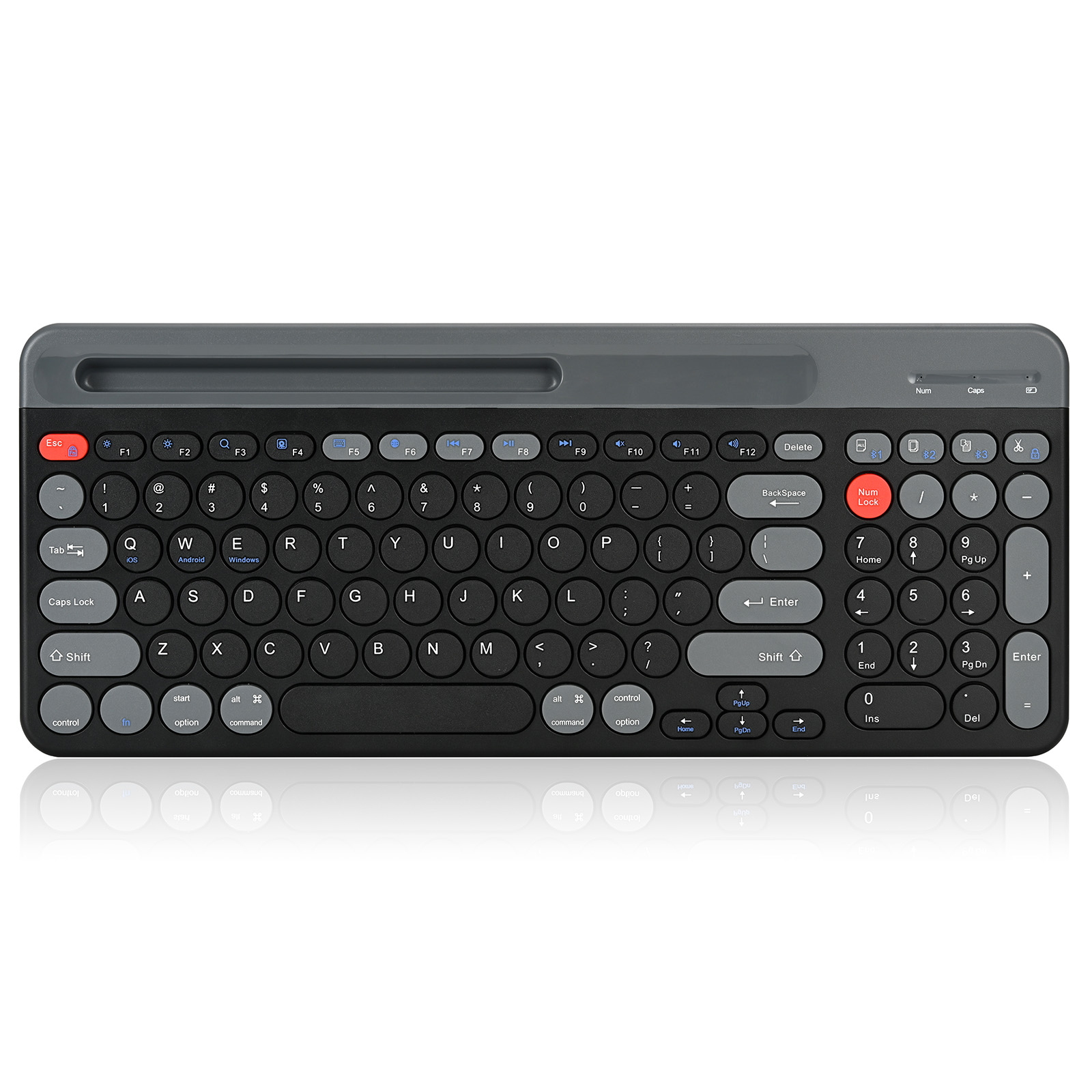Tri-mode Scissor Circular Keycaps Wireless Compact Keyboard with Keypad Slot