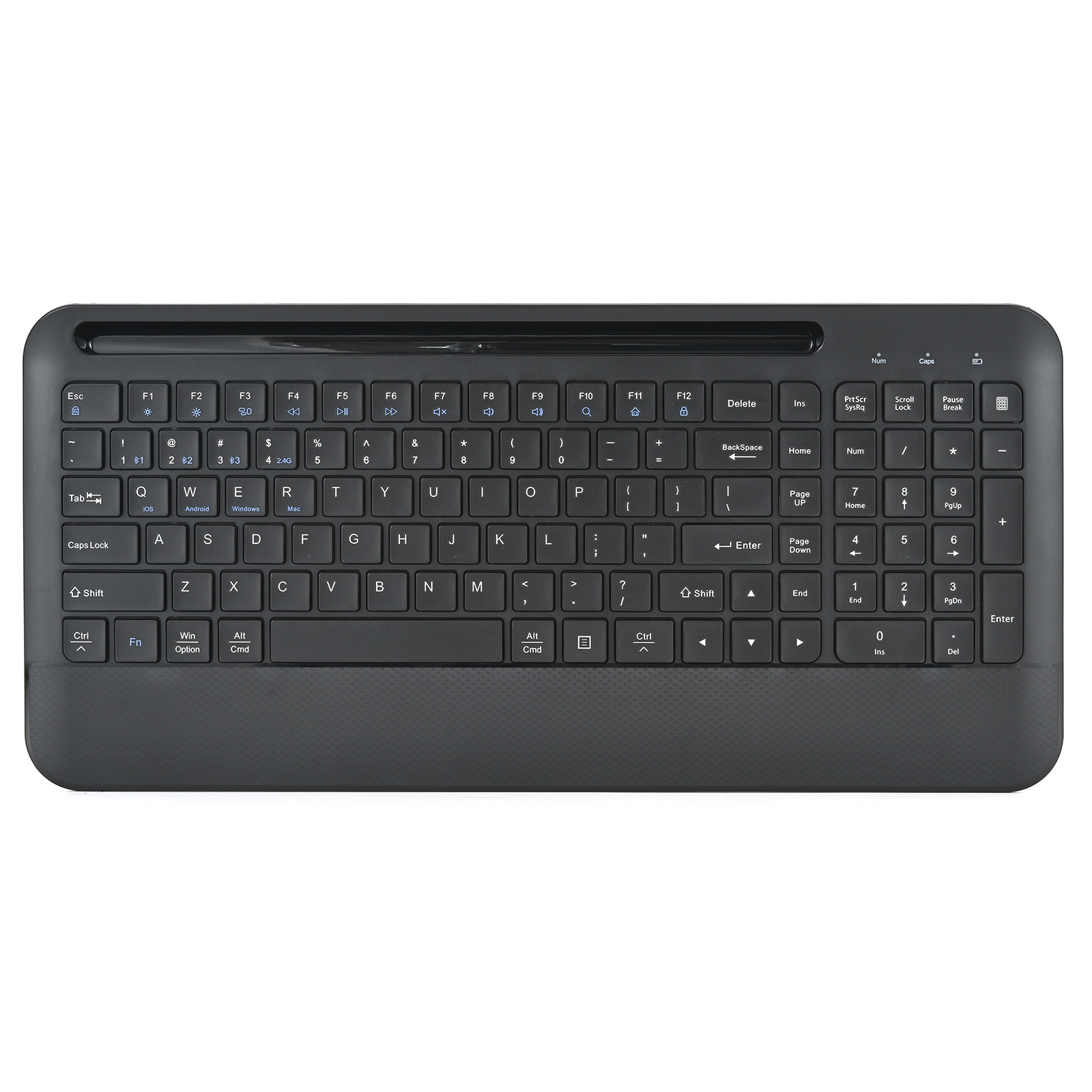 Wireless Keyboard with  Phone Holder, Phone Keyboard with Multi-Device (BT+2.4GHz) Lag-Free Keyboard with Phone Holder, Compatible with Mac OS, iOS, Windows, Android