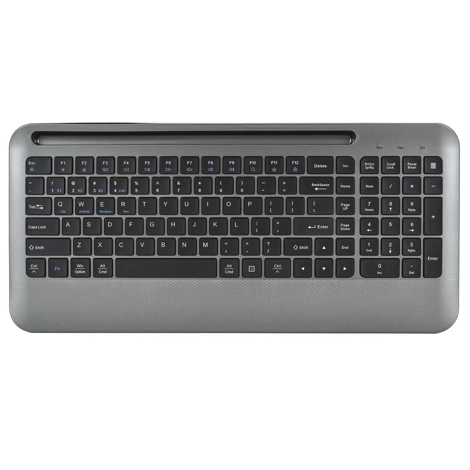 Wireless Keyboard with  Phone Holder, Phone Keyboard with Multi-Device (BT+2.4GHz) Lag-Free Keyboard with Phone Holder, Compatible with Mac OS, iOS, Windows, Android