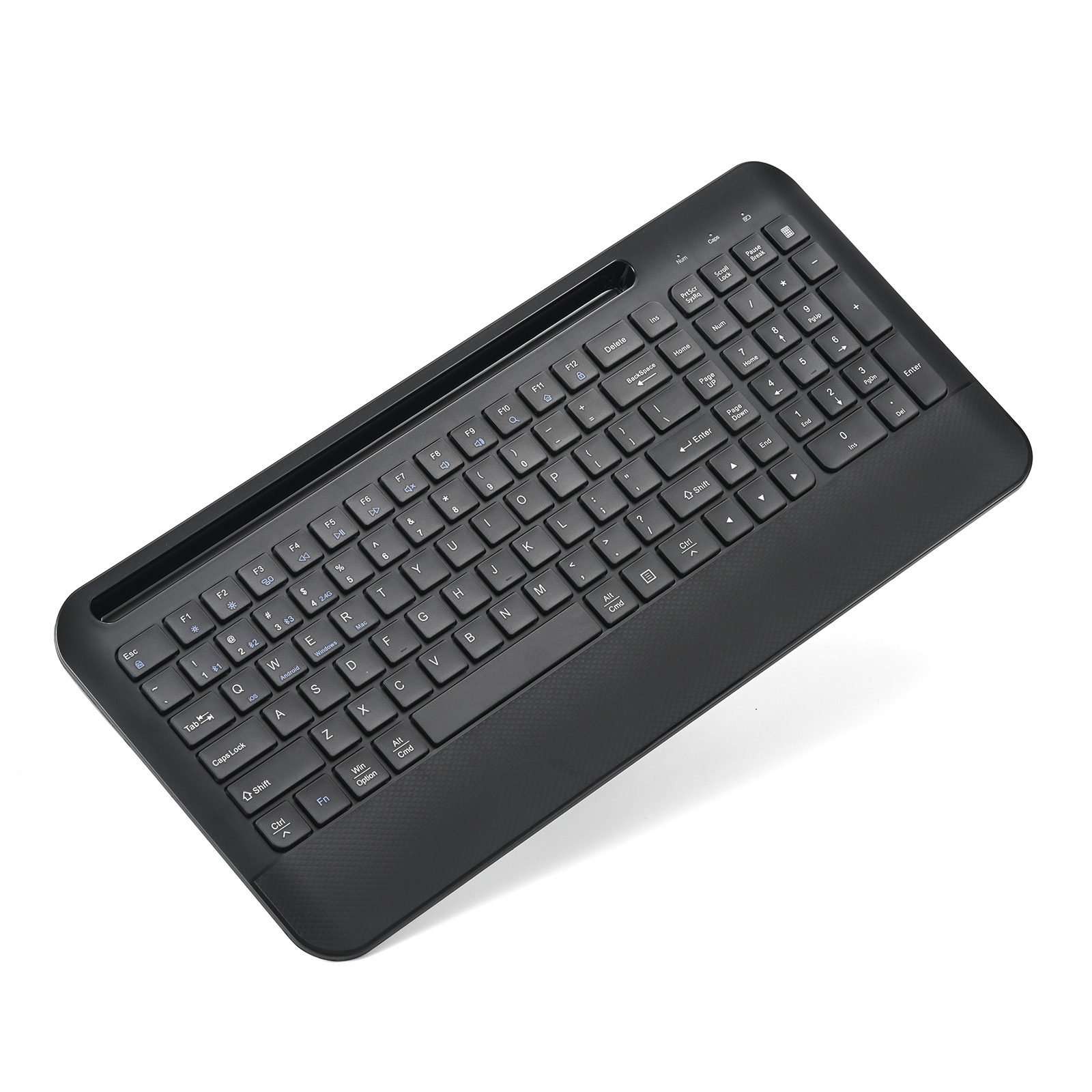 Wireless Keyboard with  Phone Holder, Phone Keyboard with Multi-Device (BT+2.4GHz) Lag-Free Keyboard with Phone Holder, Compatible with Mac OS, iOS, Windows, Android