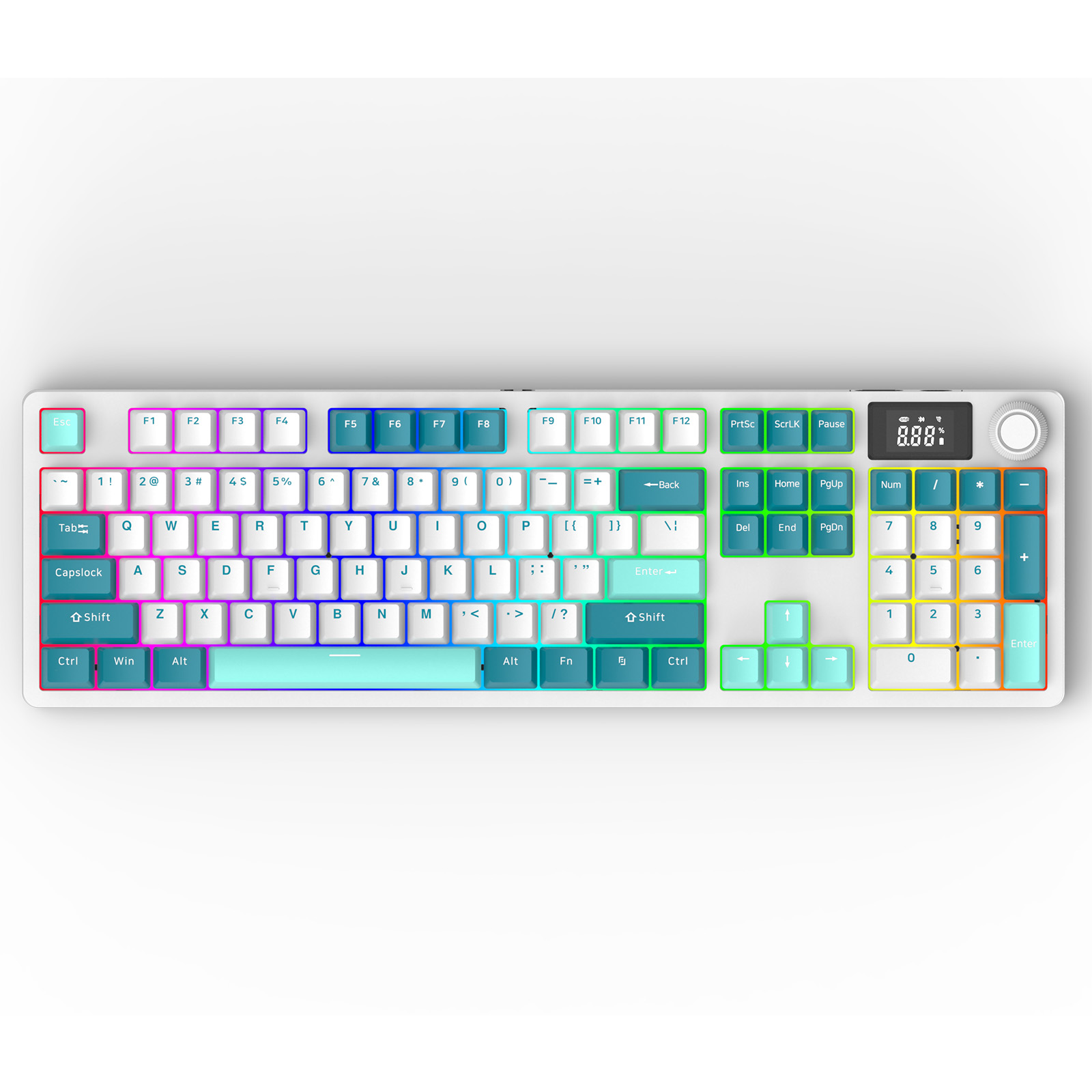 Tri-mode 104Keys Mechanical Keyboard Portable Wireless Keyboard with Battery Level Display