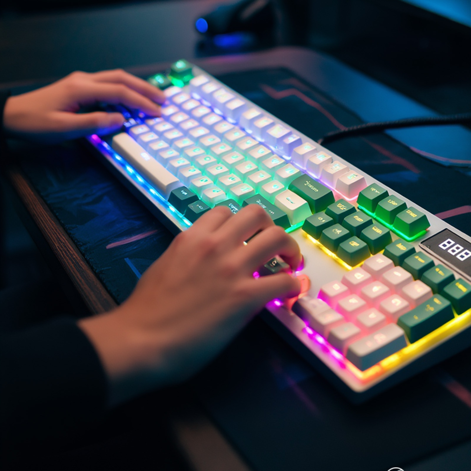 Tri-mode 104Keys Mechanical Keyboard Portable Wireless Keyboard with Battery Level Display