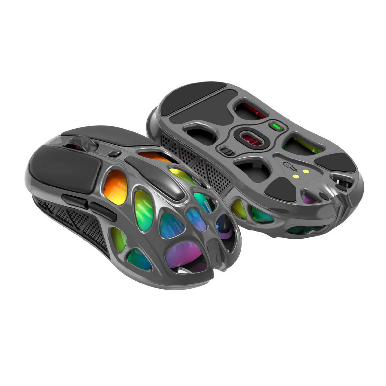 Lightweight Hollow-out Exoskeleton Design 7Keys 30000 DPI Tri-mode Wireless Gaming Mouse