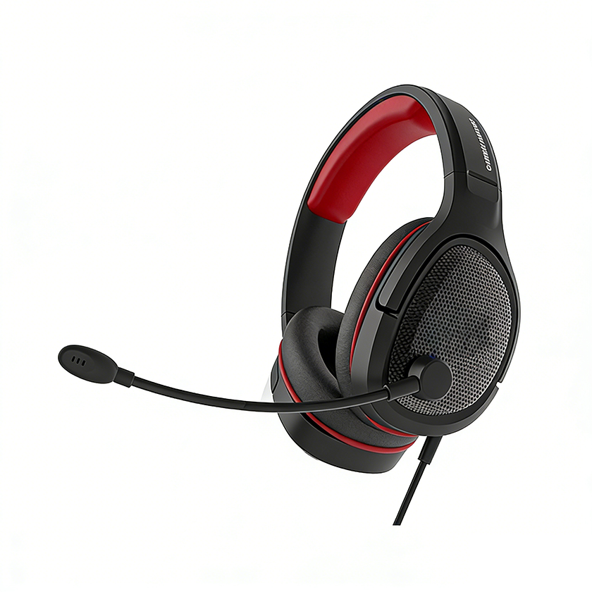 Wired Over-Ear Headset with 50mm Driver, Omnidirectional Mic & 1.8M Textile Cable for Gaming, Office & Clear Calls