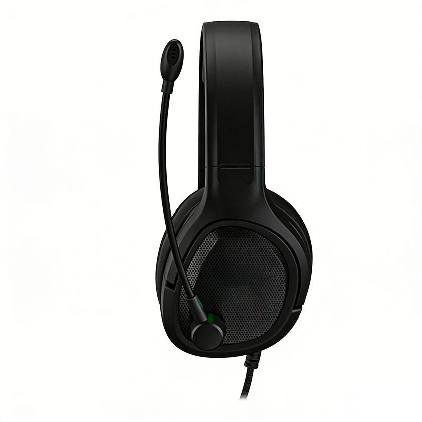 Wired Over-Ear Headset with 50mm Driver, Omnidirectional Mic & 1.8M Textile Cable for Gaming, Office & Clear Calls