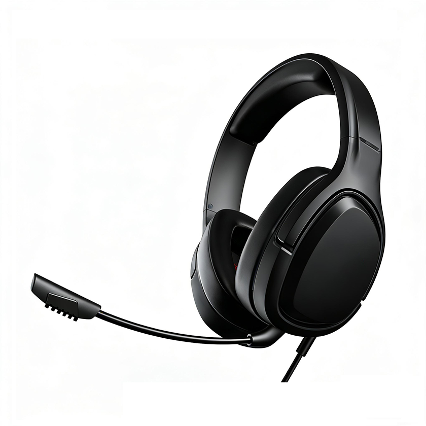 Wired Headset with 50mm Driver, Omnidirectional Mic & 1.4M Textile Cable for Gaming, Office & Clear Calls